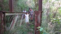 03-Careful walk across the delapidated bridge to Cooper Creek Mine